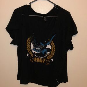 Distressed black graphic tee